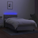Világosszürke szövet rugós és LED-es ágy matraccal 100x200 cm 4