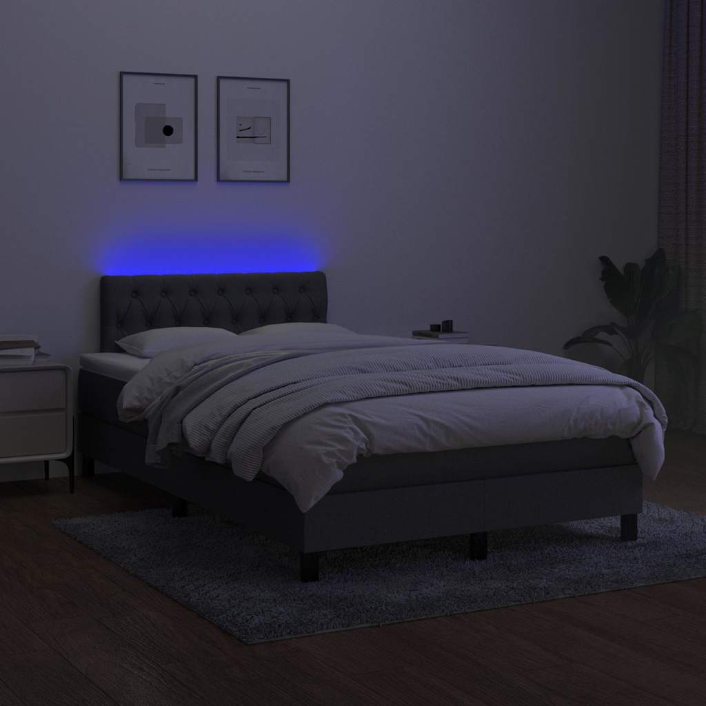Sötétszürke szövet rugós és LED-es ágy matraccal 120 x 200 cm 4