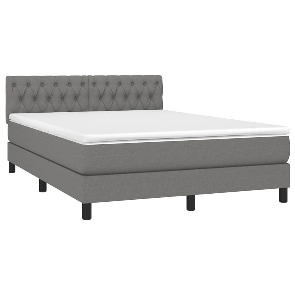 Sötétszürke szövet rugós és LED-es ágy matraccal 140x190 cm 3
