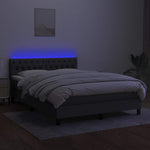 Sötétszürke szövet rugós és LED-es ágy matraccal 140x190 cm 4