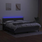 Sötétszürke szövet rugós és LED-es ágy matraccal 180 x 200 cm 4