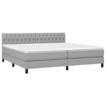 Világosszürke szövet rugós és LED-es ágy matraccal 200x200 cm 3