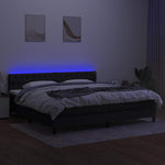 Fekete szövet rugós és LED-es ágy matraccal 200x200 cm 4