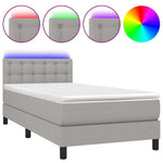 Világosszürke szövet rugós és LED-es ágy matraccal 90x190 cm 2