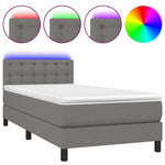 Sötétszürke szövet rugós és LED-es ágy matraccal 100x200 cm 2