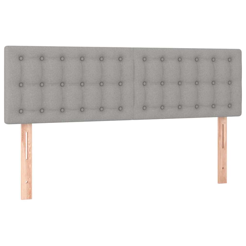 Világosszürke szövet rugós és LED-es ágy matraccal 140x200 cm 7