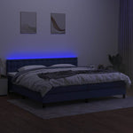 Kék szövet rugós és LED-es ágy matraccal 200 x 200 cm 4