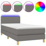 Sötétszürke szövet rugós és LED-es ágy matraccal 90x190 cm 2
