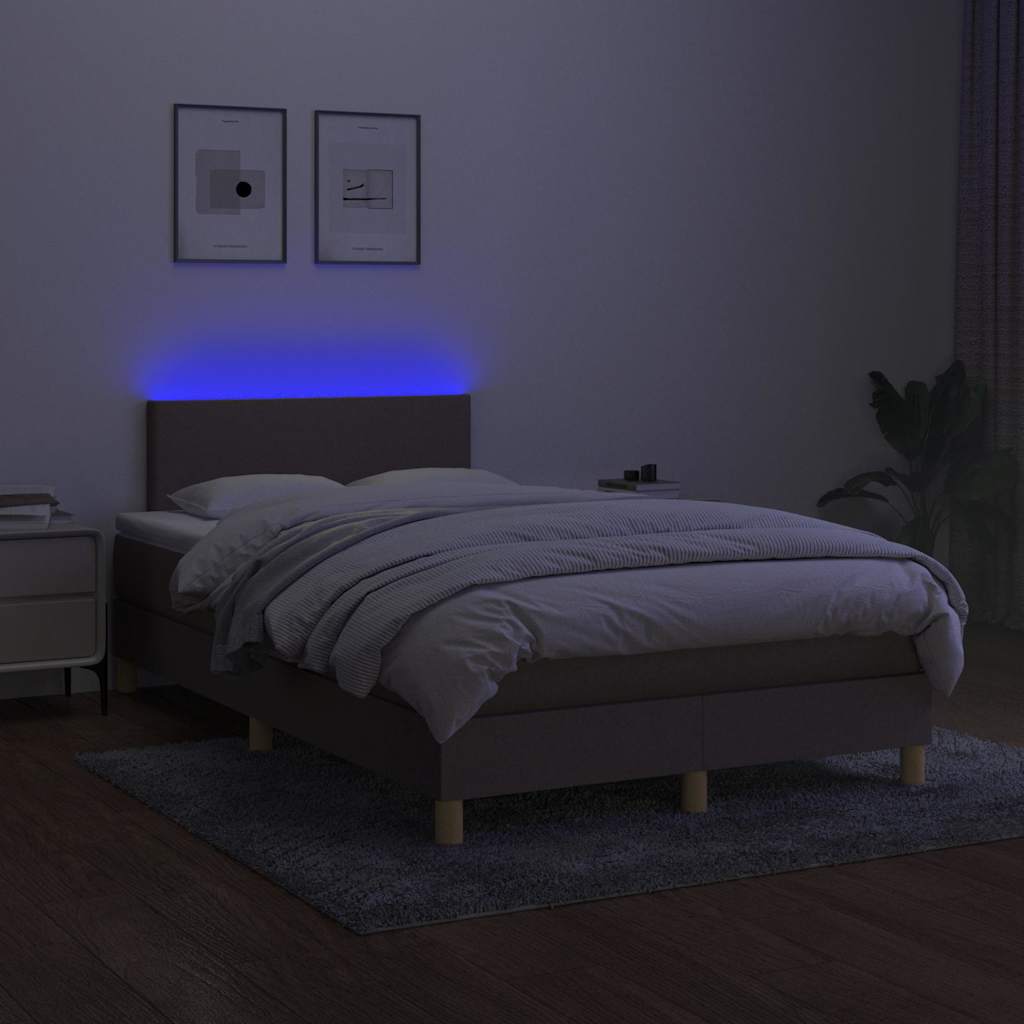 Tópszínű szövet rugós és LED-es ágy matraccal 120 x 200 cm 4