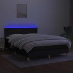 Fekete szövet rugós és LED-es ágy matraccal 140x190 cm 4