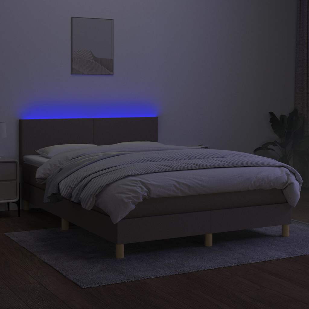 Tópszínű szövet rugós és LED-es ágy matraccal 140x190cm 4