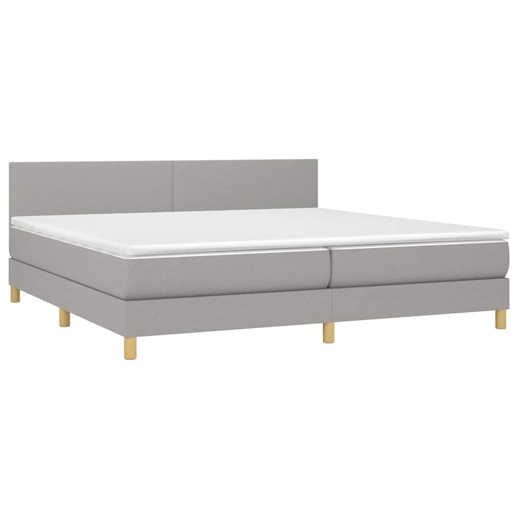 Világosszürke szövet rugós és LED-es ágy matraccal 200x200 cm 3