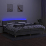 Világosszürke szövet rugós és LED-es ágy matraccal 200x200 cm 4