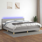 Világosszürke szövet rugós és LED-es ágy matraccal 200x200 cm