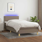 Tópszínű szövet rugós és LED-es ágy matraccal 90x190 cm