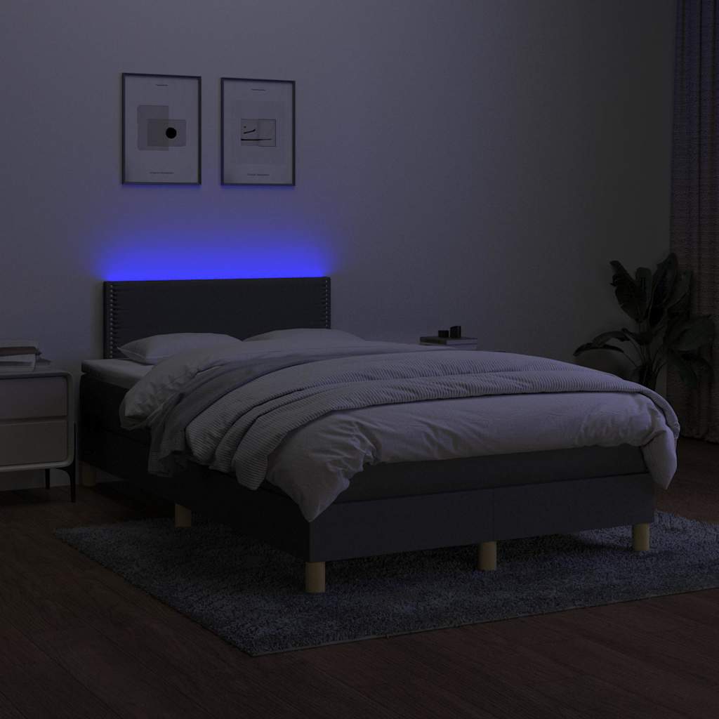 Sötétszürke szövet rugós és LED-es ágy matraccal 120 x 200 cm 4