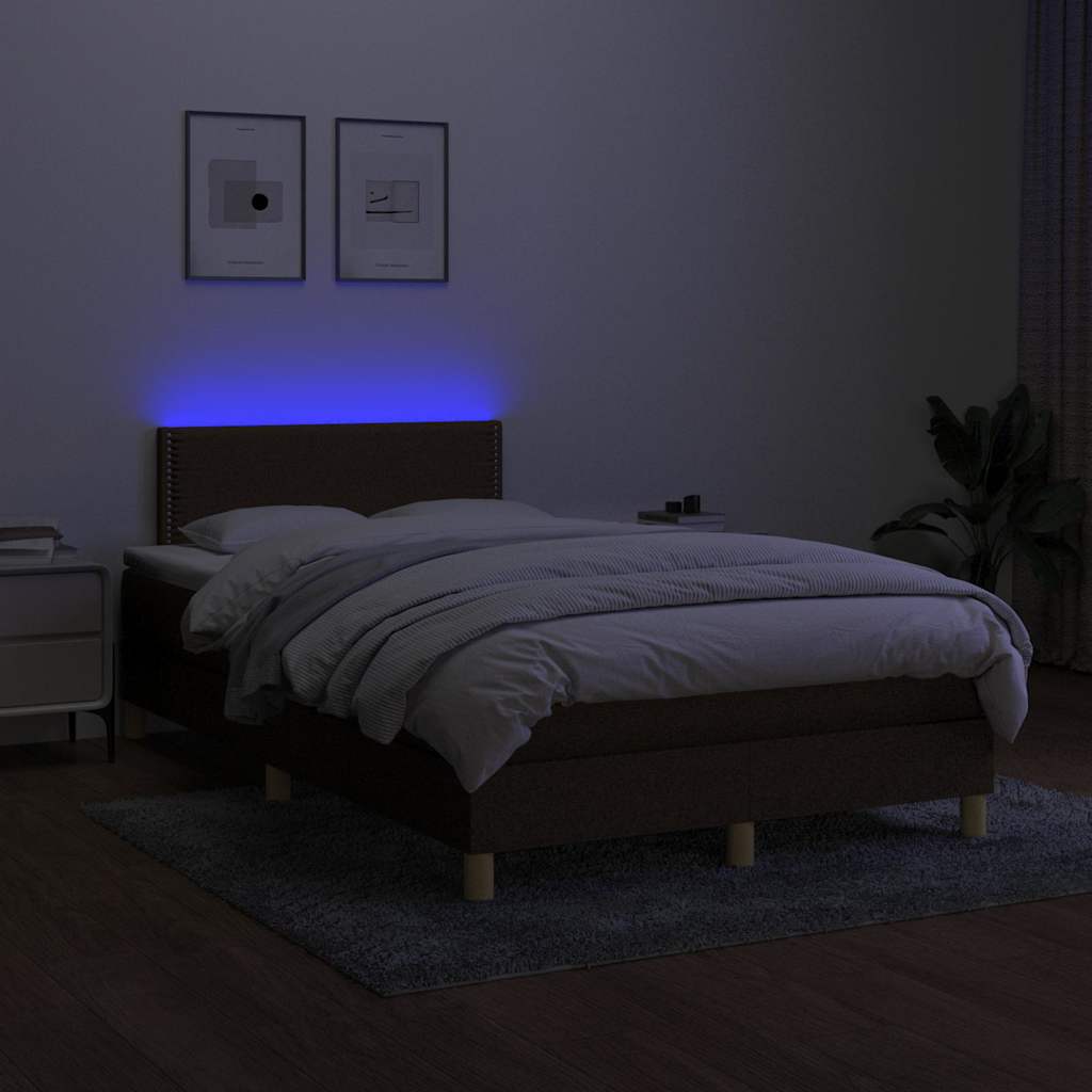 Barna szövet rugós és LED-es ágy matraccal 120 x 200 cm 4