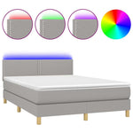 Világosszürke szövet rugós és LED-es ágy matraccal 140x190 cm 2