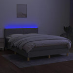Világosszürke szövet rugós és LED-es ágy matraccal 140x190 cm 3