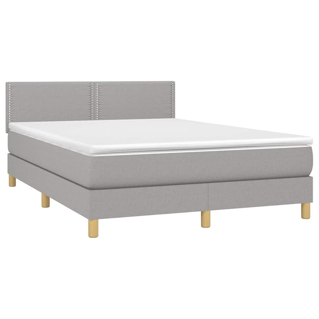 Világosszürke szövet rugós és LED-es ágy matraccal 140x190 cm 4