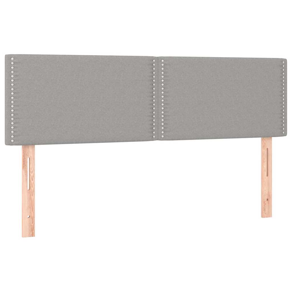 Világosszürke szövet rugós és LED-es ágy matraccal 140x190 cm 7