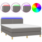 Sötétszürke szövet rugós és LED-es ágy matraccal 140x190 cm 2