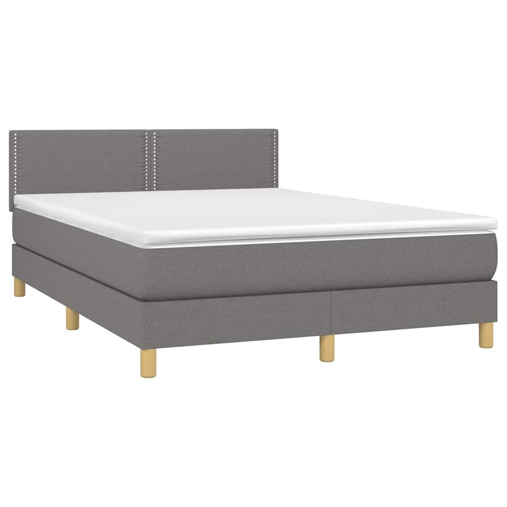 Sötétszürke szövet rugós és LED-es ágy matraccal 140x190 cm 4