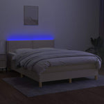 Krémszínű szövet rugós és LED-es ágy matraccal 140x190cm 3