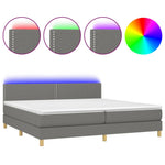 Sötétszürke szövet rugós és LED-es ágy matraccal 200x200 cm 2
