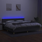 Sötétszürke szövet rugós és LED-es ágy matraccal 200x200 cm 3