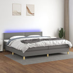 Sötétszürke szövet rugós és LED-es ágy matraccal 200x200 cm