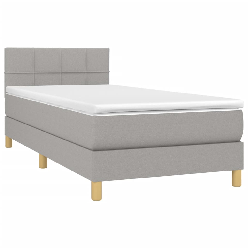 Világosszürke szövet rugós és LED-es ágy matraccal 80 x 200 cm 3