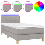 Világosszürke szövet rugós és LED-es ágy matraccal 90x200 cm 2