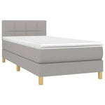 Világosszürke szövet rugós és LED-es ágy matraccal 90x200 cm 3