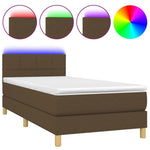 Barna szövet rugós és LED-es ágy matraccal 90x200 cm 2