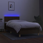 Barna szövet rugós és LED-es ágy matraccal 90x200 cm 4