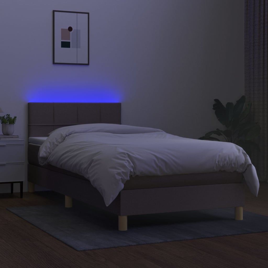 Tópszínű szövet rugós és LED-es ágy matraccal 100x200 cm 4