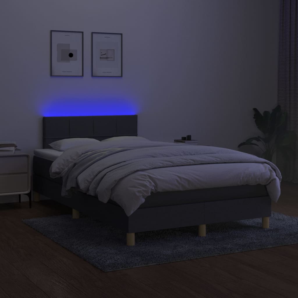 Sötétszürke szövet rugós és LED-es ágy matraccal 120 x 200 cm 4