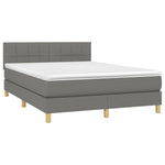 Sötétszürke szövet rugós és LED-es ágy matraccal 140x190 cm 3