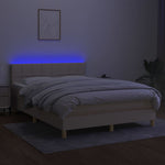 Krémszínű szövet rugós és LED-es ágy matraccal 140x190cm 4