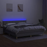 Világosszürke szövet rugós és LED-es ágy matraccal 160x200 cm 4