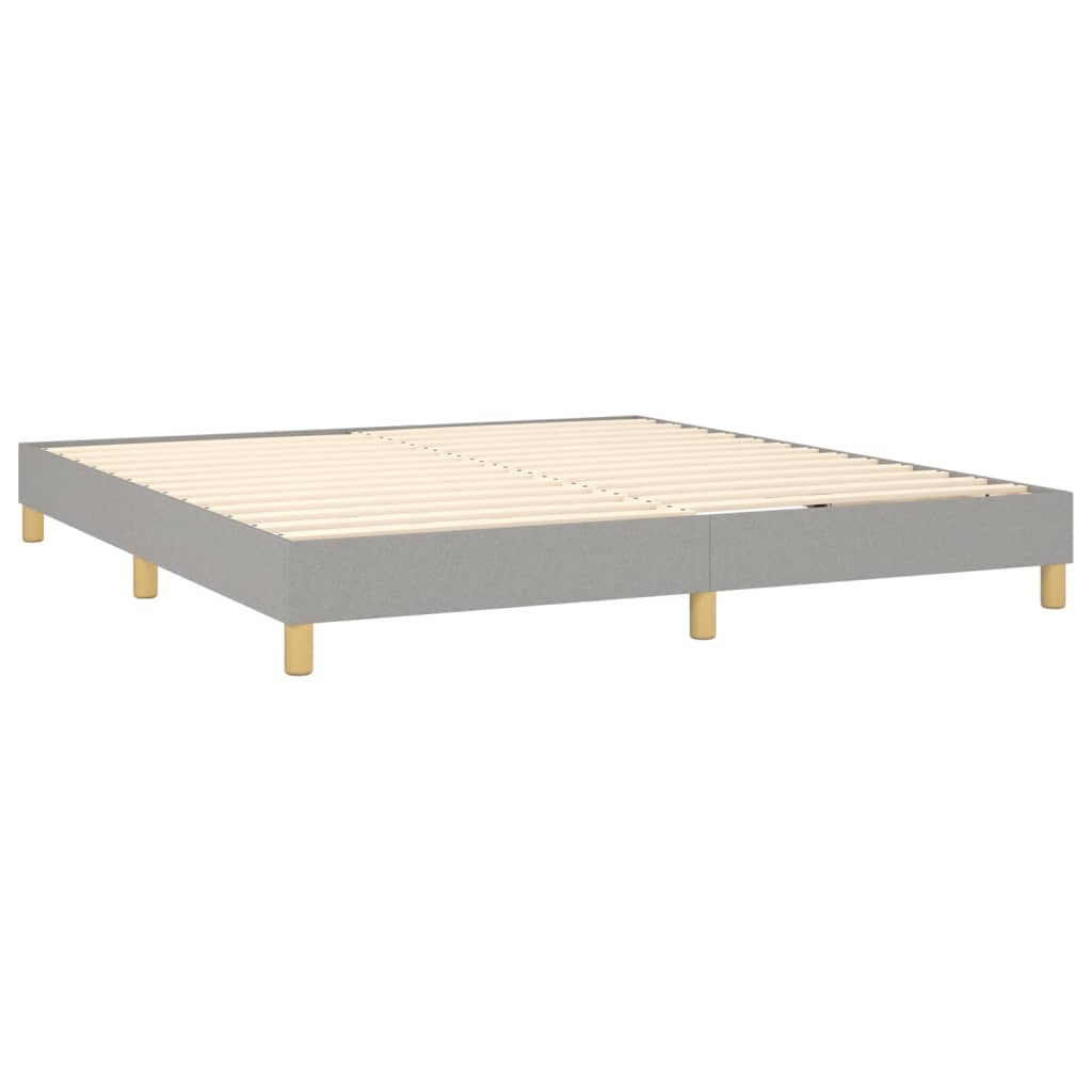 Világosszürke szövet rugós és LED-es ágy matraccal 160x200 cm 5