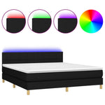 Fekete szövet rugós és LED-es ágy matraccal 160x200 cm 2
