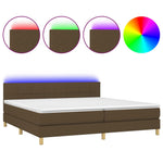 Barna szövet rugós és LED-es ágy matraccal 200x200 cm 2