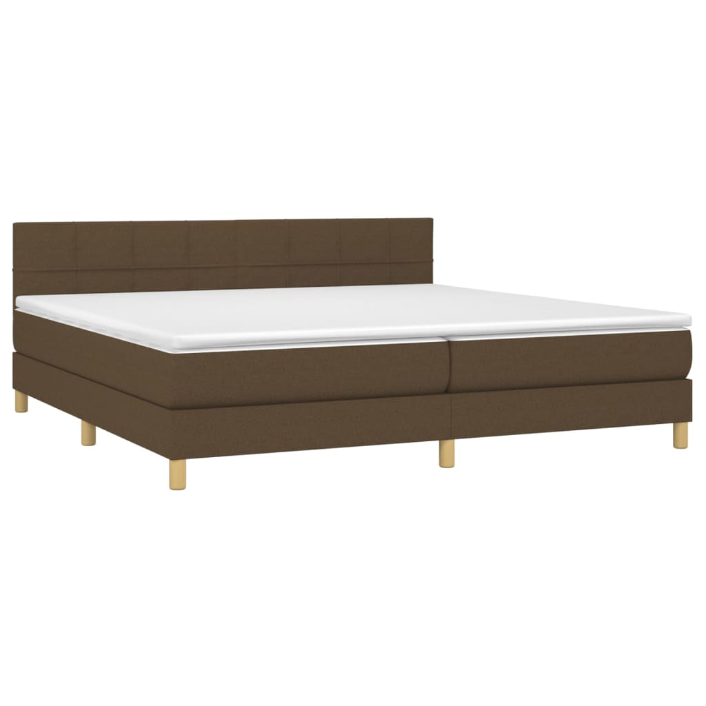 Barna szövet rugós és LED-es ágy matraccal 200x200 cm 3