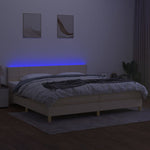 Krémszínű szövet rugós és LED-es ágy matraccal 200 x 200 cm 4