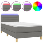 Sötétszürke szövet rugós és LED-es ágy matraccal 80 x 200 cm 2