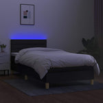 Fekete szövet rugós és LED-es ágy matraccal 90x200 cm 4