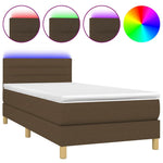 Barna szövet rugós és LED-es ágy matraccal 90x200 cm 2