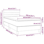 Barna szövet rugós és LED-es ágy matraccal 90x200 cm 8